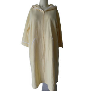 NWT Classic Elements Hooded Robe Womens LARGE Full Zip Textured Coastal Cottage